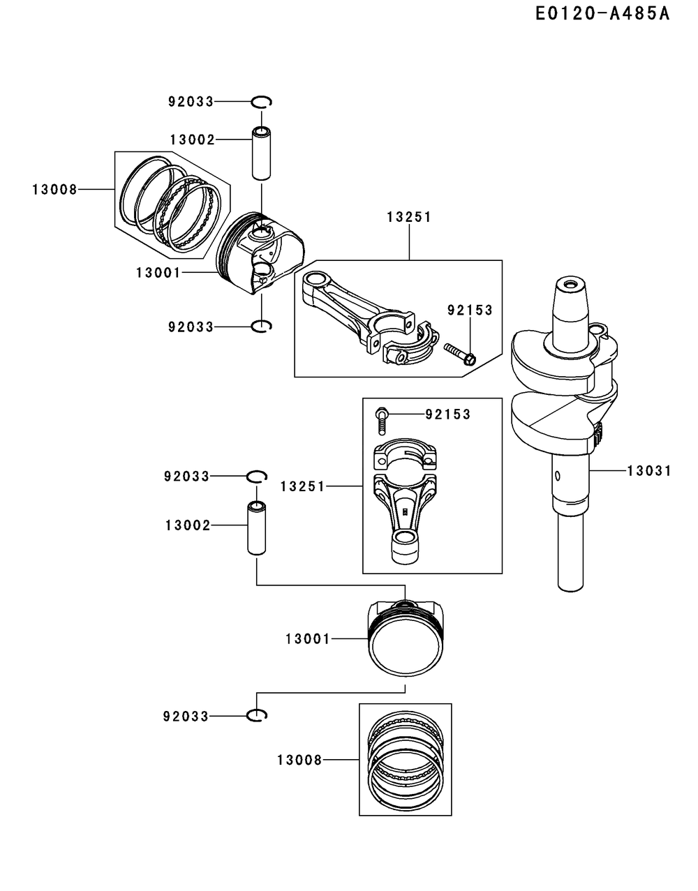 Fx850v-Cs47 Piston And Crankshaft Diagram and Parts List for FX850V-CS47  Cub Cadet Engine